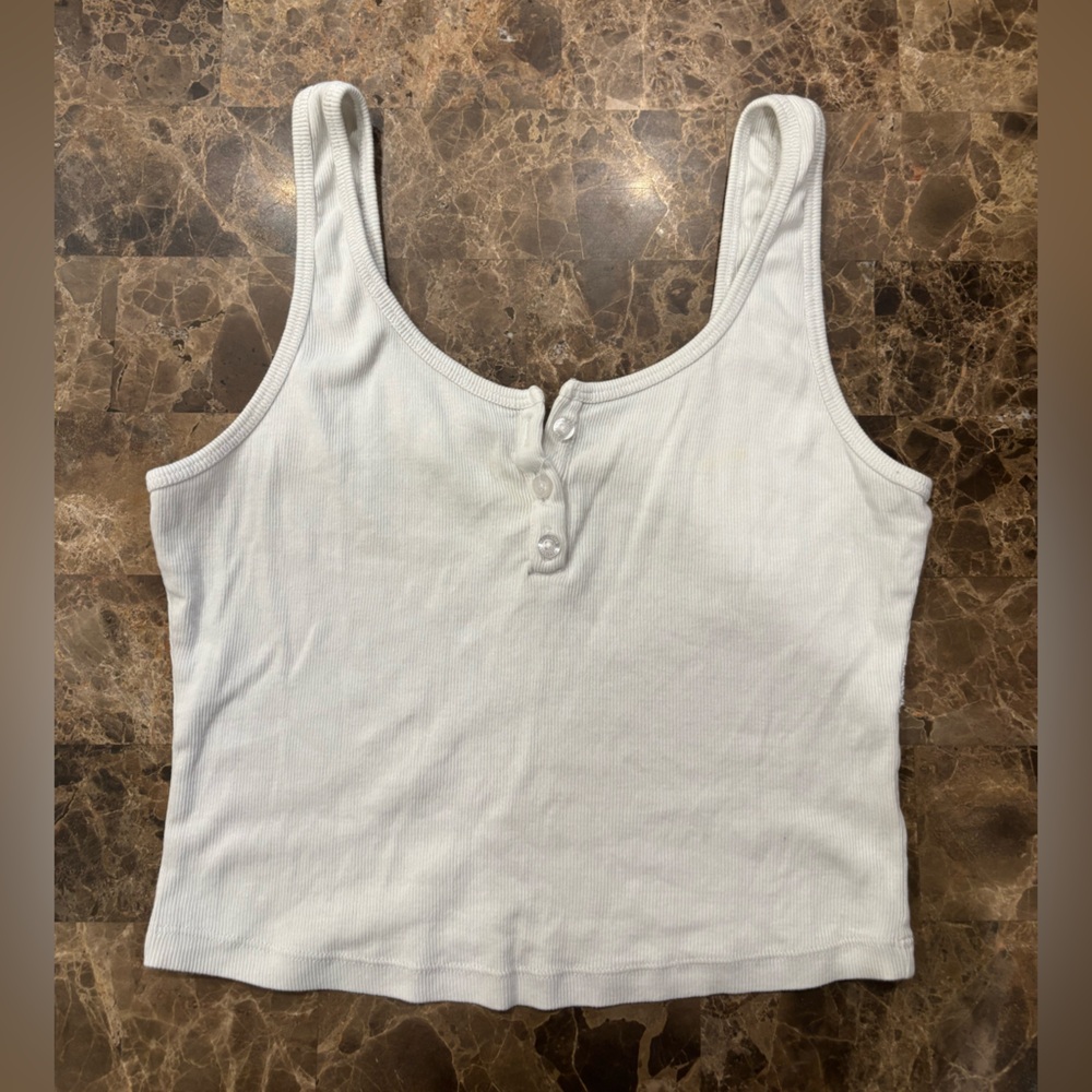 Hollister White Fitted Sleeveless Tank Top